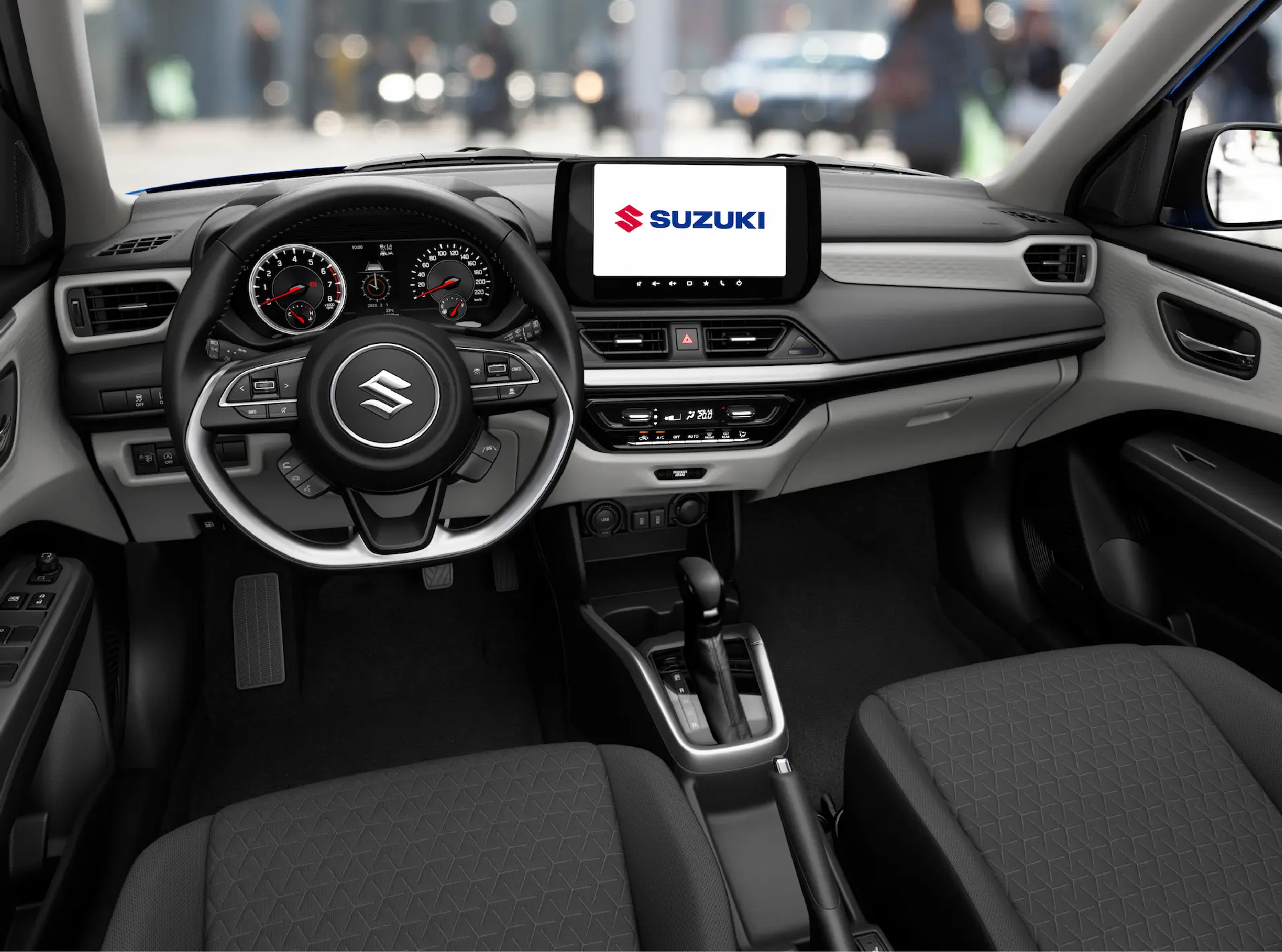 Khoang lái Suzuki Swift 2024 với vô-lăng D-cut và màn hình 7 inch